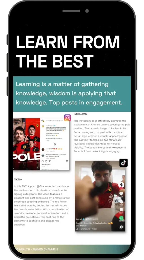 Customized report page displayed on a mobile device
