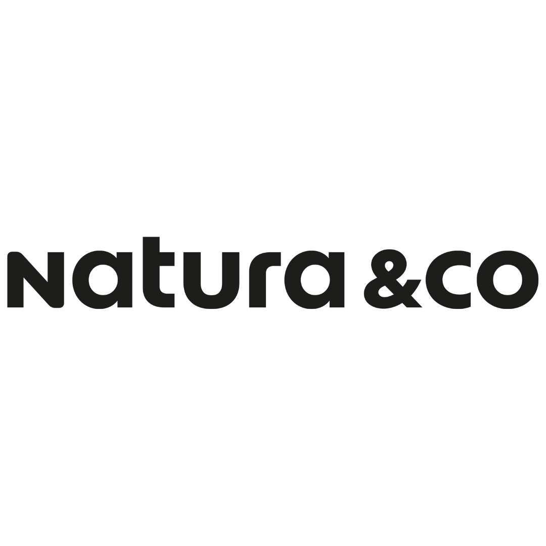 Natura &Co logo in black lettering on a white background